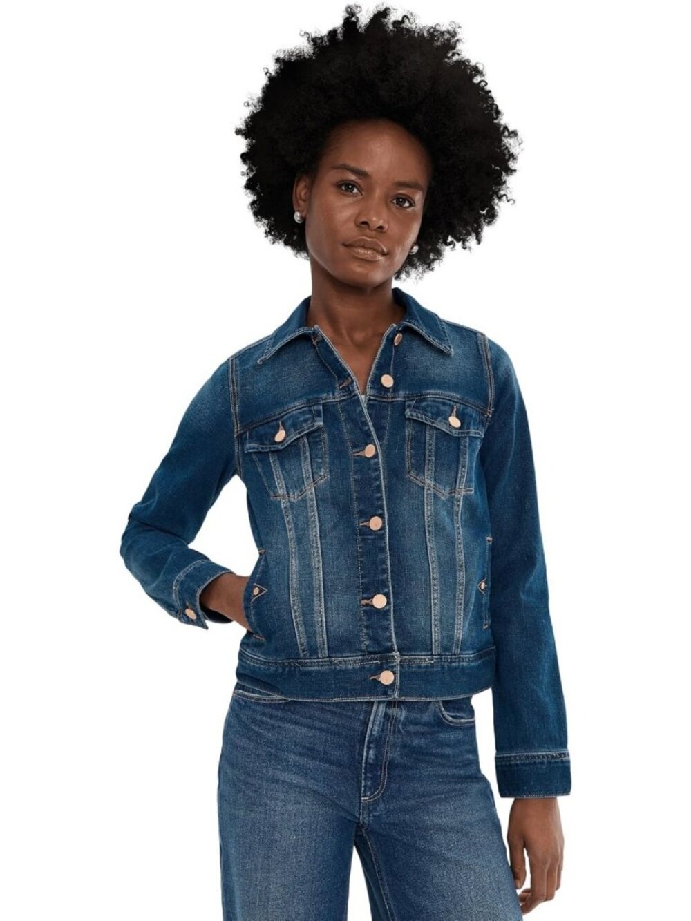 Classic Stretch Denim Jacket in Slub Twill - Versatile Casual Outerwear for All